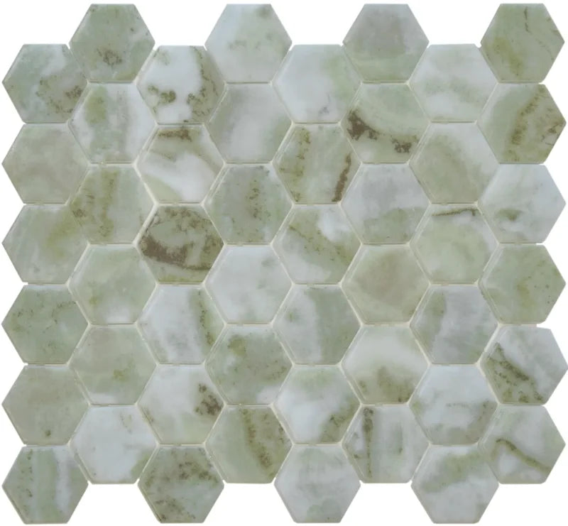 The Mosaic Factory Valencia Recycled glass Verde Marble Print Matt 44x50mm - VAL50M