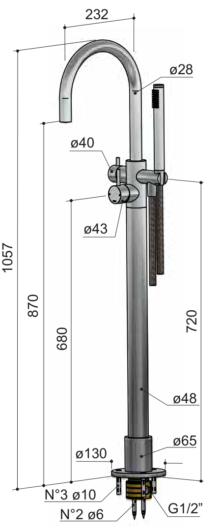 Hotbath AR077EXT technische illustratie; gekozen kleur niet weergegeven