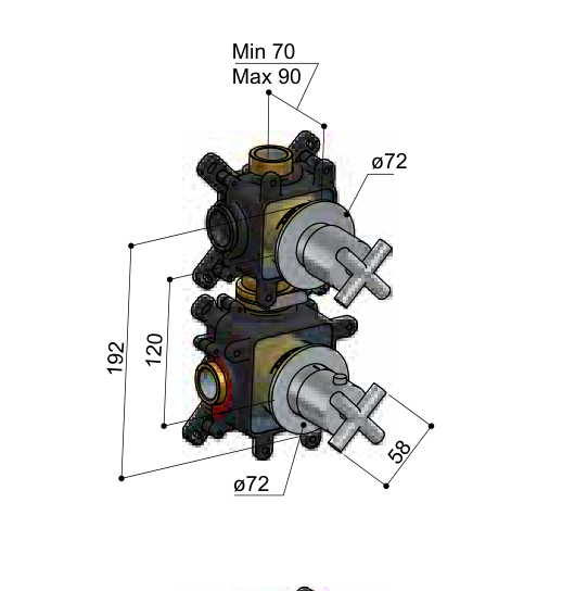 Hotbath C7009EXT technische illustratie; gekozen kleur niet weergegeven