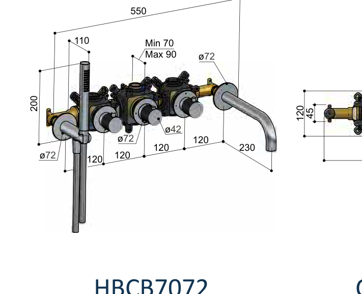 Hotbath CX7172EXT technische illustratie; gekozen kleur niet weergegeven