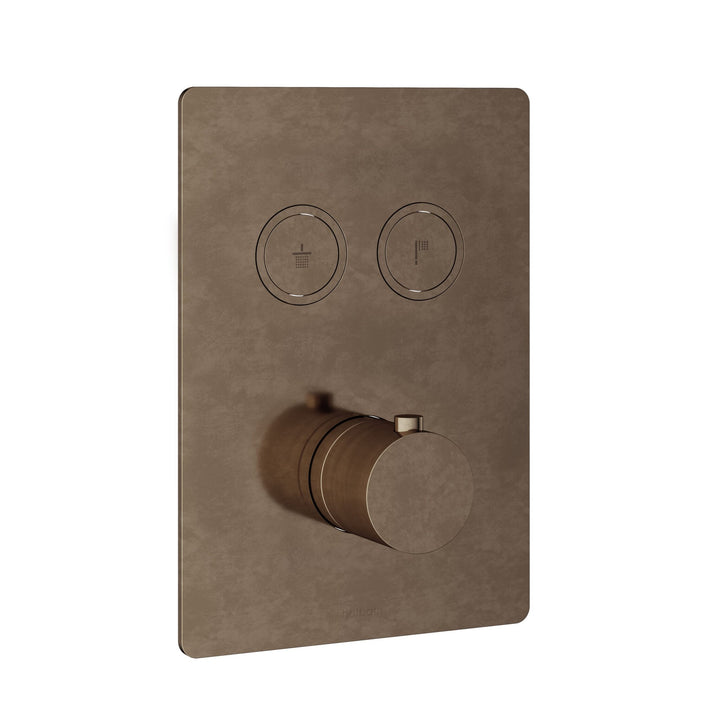 Hotbath PB009QEXTAB – Afbouwdeel - Inbouwthermostaat met 2 pushbuttons – Verouderd messing