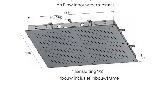 Hotbath M204 – technische illustratie; gekozen kleur wordt niet weergegeven