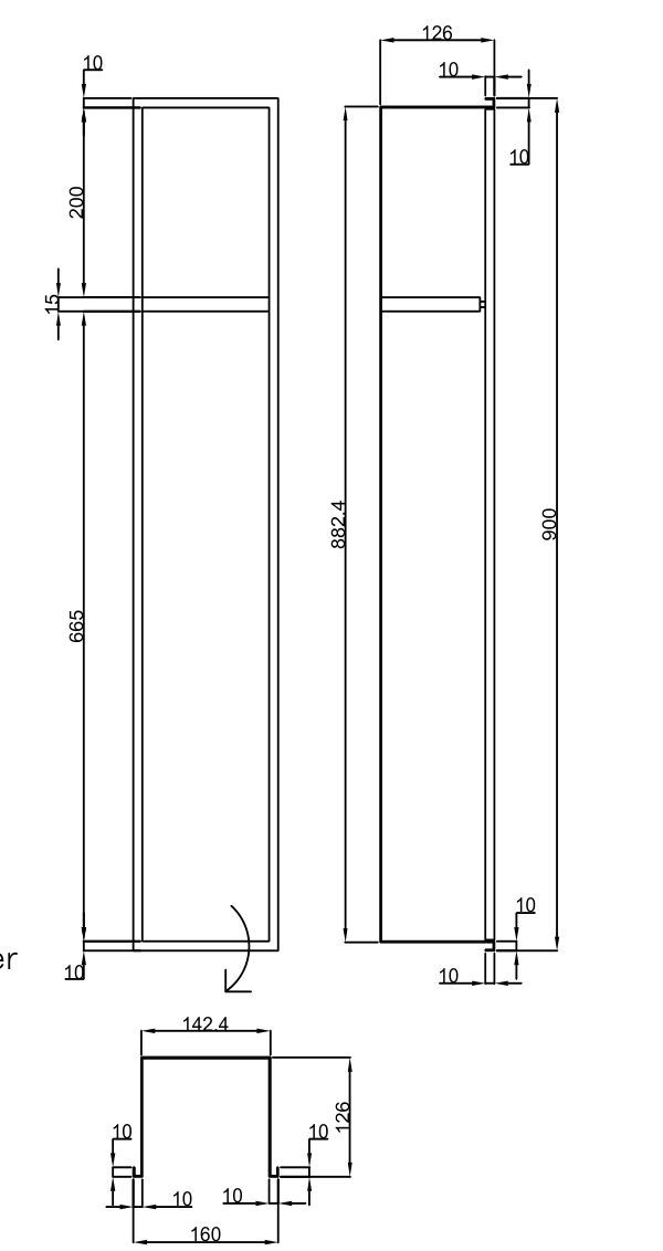 Hotbath PH60B – technische illustratie, geen kleurweergave