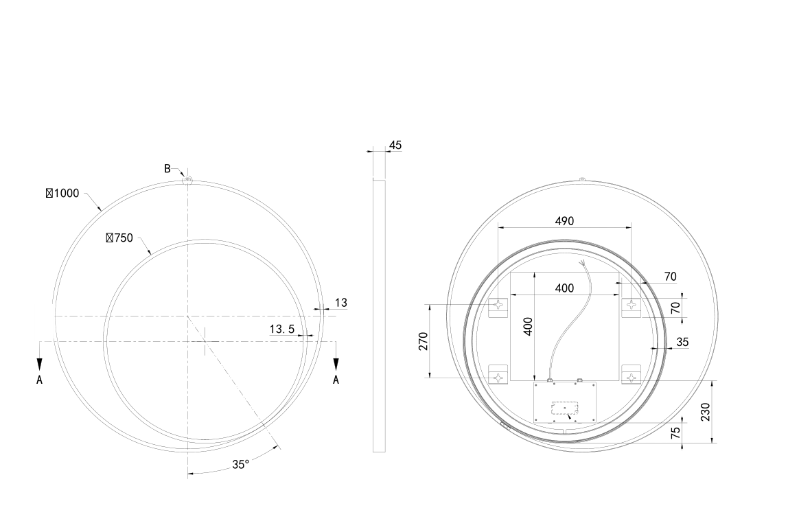 Hotbath R2X100 technische illustratie; gekozen kleur niet weergegeven