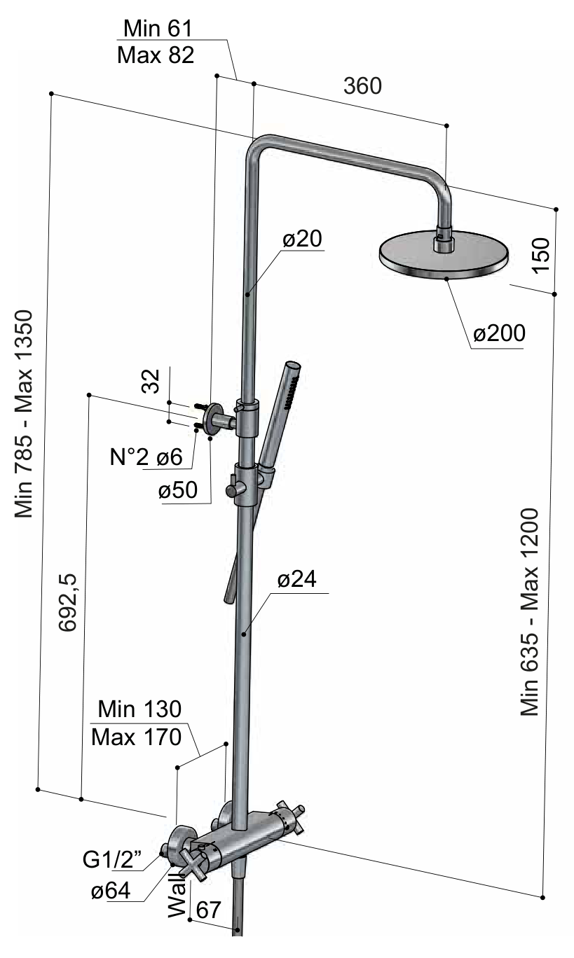 Hotbath SDS3 – technische voorbeeldopstelling; gekozen kleur en onderdelen kunnen afwijken