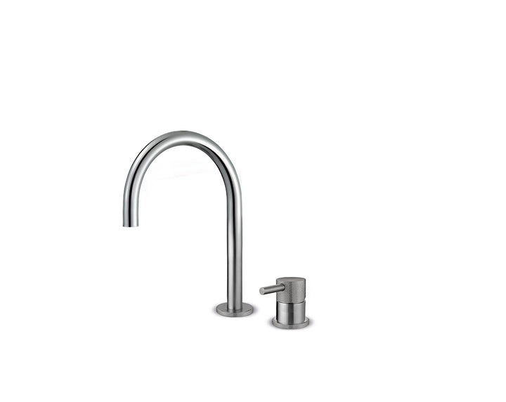JEE-O SlimTec 2-gats wastafelkraan laag geborsteld RVS 400-1760