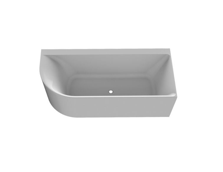 Regn halfvrijstaand bad hoek rechts 180x80cm Inclusief waste, wit - 14004WT