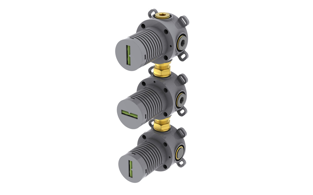 10026 — Regn inbouwdeel thermostaat met 2 stopkranen, verticaal en horizontaal