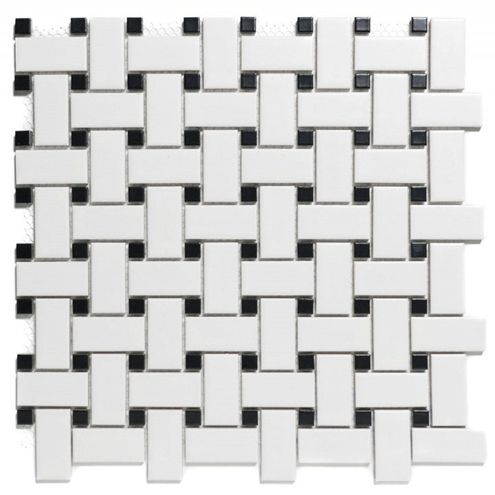 The Mosaic Factory Paris Basket weave White and Black Matt 23 + 10x48 + 10mm - PABW140925
