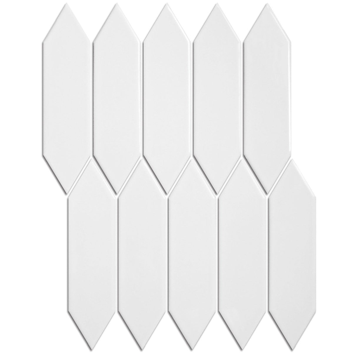 The Mosaic Factory Paris Picket White Glossy 48x195mm - PAPIC12