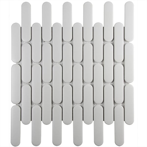 The Mosaic Factory Sevilla Oval Finger White Matt 23x98mm - SEO23140