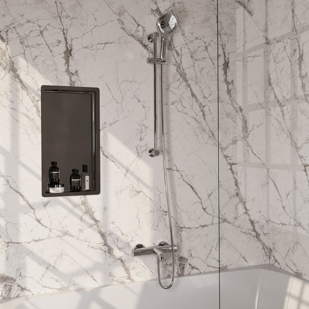 Brauer Stripe opbouw badthermostaat met glijstang - Chroom - 3-standen handdouche - 5-CE-341