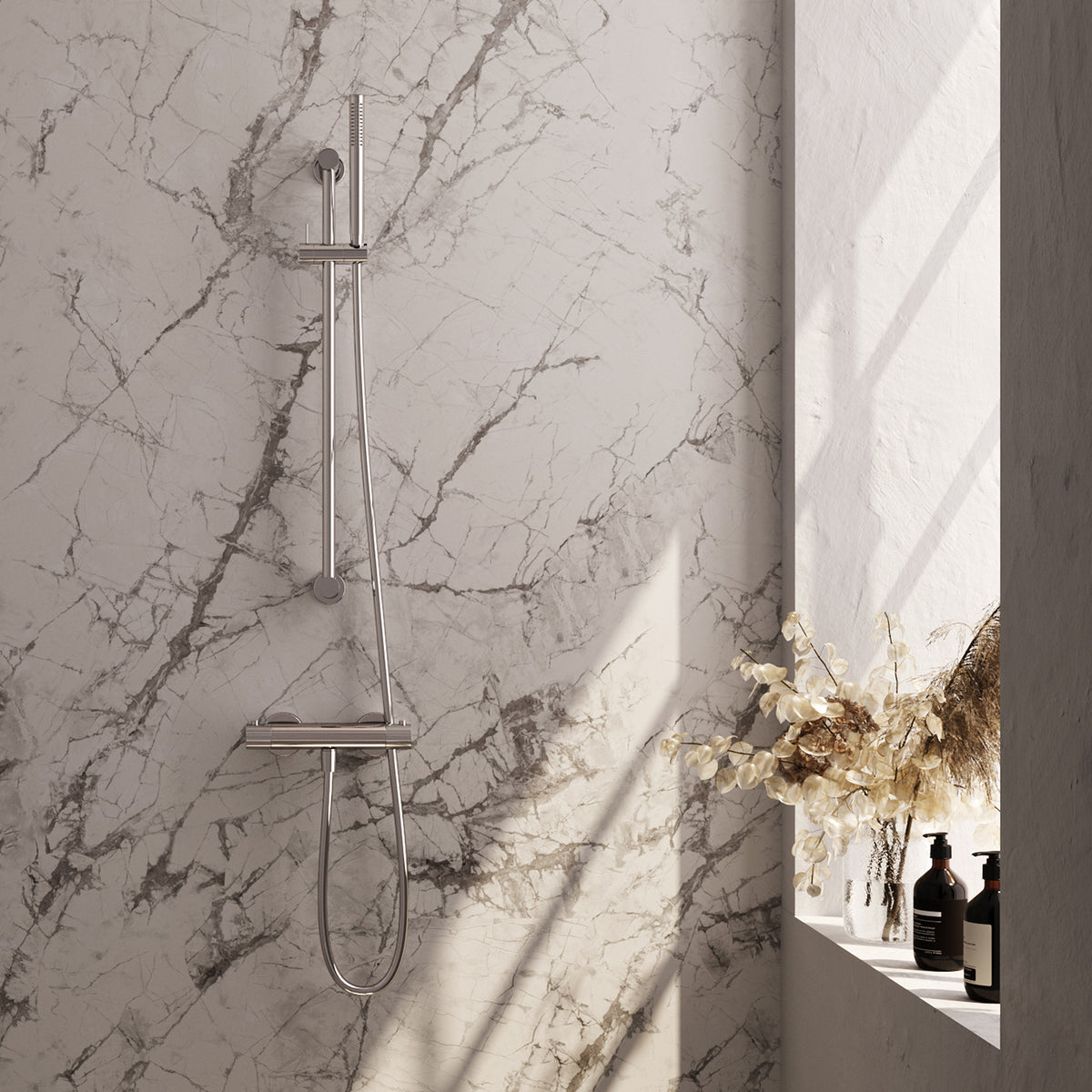 Brauer Stripe opbouw douchethermostaat met glijstang - Chroom - Staafmodel - 5-CE-345