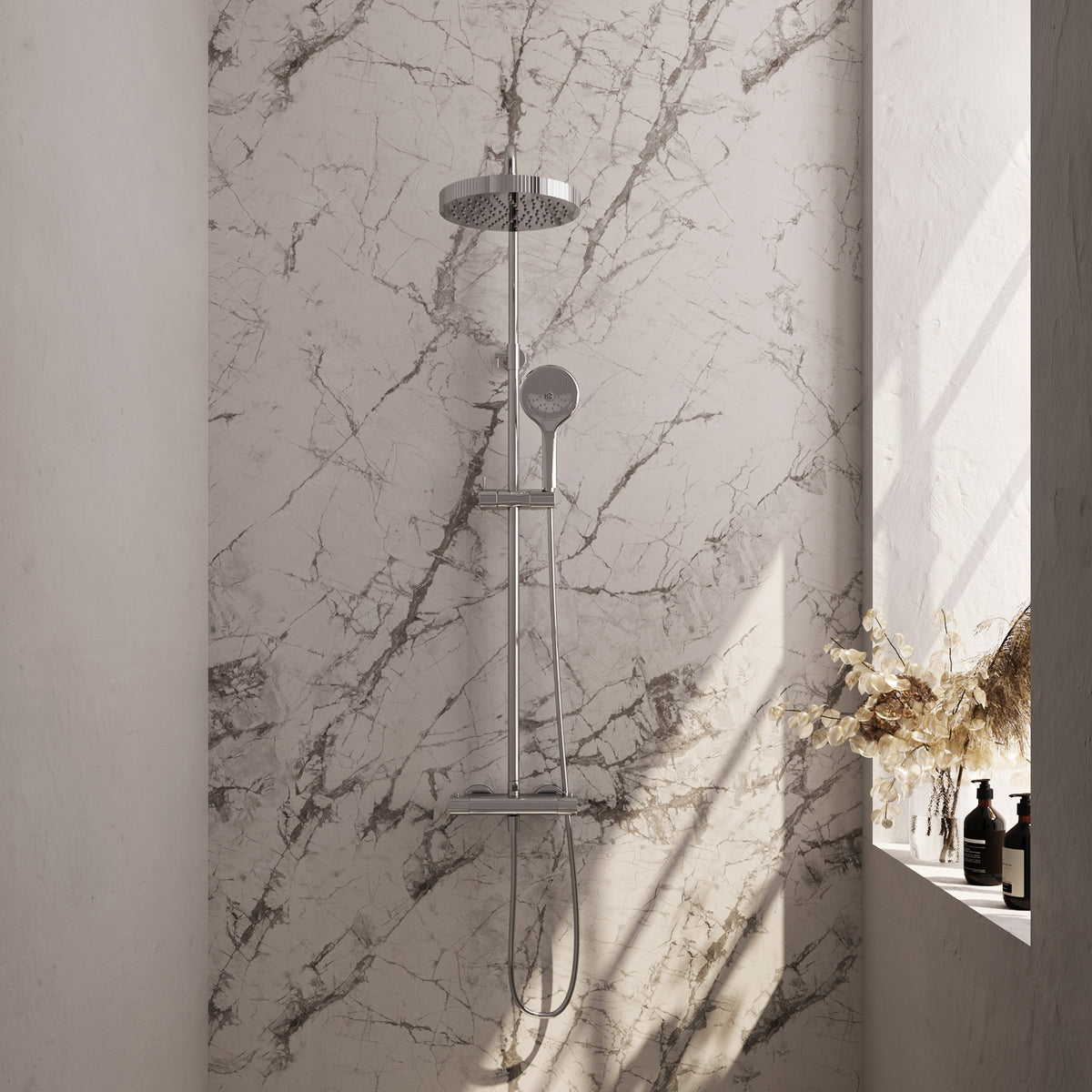 Brauer Stripe opbouw thermostatische regendouche - Chroom - 3-standen handdouche - 5-CE-349