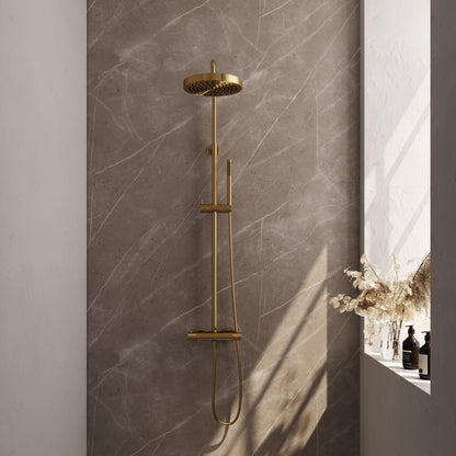 Brauer Stripe opbouw thermostatische regendouche - Geborsteld goud PVD - Staafmodel - 5-GG-348