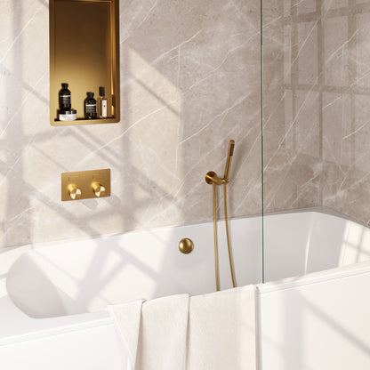 Brauer Stripe inbouw badthermostaat drukknoppen met badvulcombinatie - Geborsteld goud PVD - Staafmodel - 5-GG-361