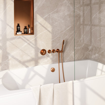 Brauer Stripe inbouw badthermostaat met badvulcombinatie - Geborsteld koper PVD - Staafmodel - 5-GK-359