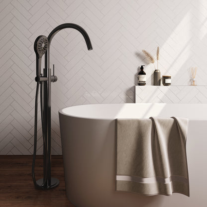 Brauer Stripe vrijstaande badmengkraan - Geborsteld gunmetal PVD - 3-standen handdouche - 5-GM-338