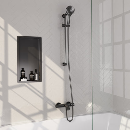 Brauer Stripe opbouw badthermostaat met glijstang - Geborsteld gunmetal PVD - 3-standen handdouche - 5-GM-341