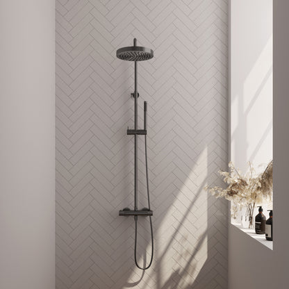 Brauer Stripe opbouw thermostatische regendouche - Geborsteld gunmetal PVD - Staafmodel - 5-GM-348