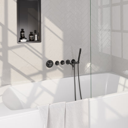 Brauer Stripe inbouw badthermostaat met uitloop - Geborsteld gunmetal PVD - Staafmodel - 5-GM-357