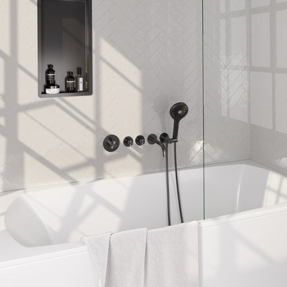 Brauer Stripe inbouw badthermostaat met uitloop - Geborsteld gunmetal PVD - 3-standen handdouche - 5-GM-358