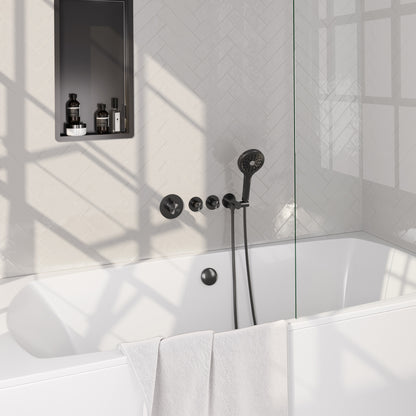 Brauer Stripe inbouw badthermostaat met badvulcombinatie - Geborsteld gunmetal PVD - 3-standen handdouche - 5-GM-360