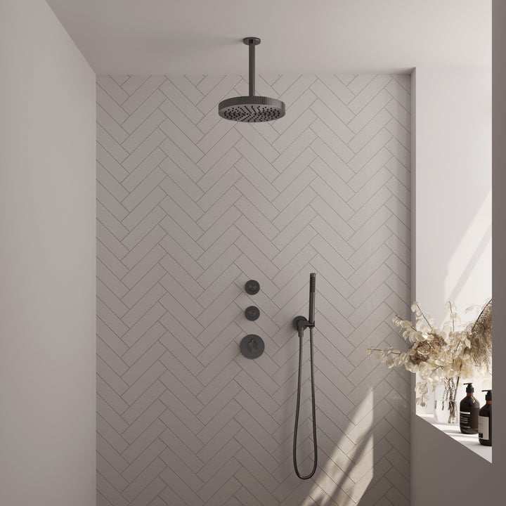 Brauer Stripe thermostatische inbouw regendouche 5-GM-369 - geborsteld gunmetal PVD