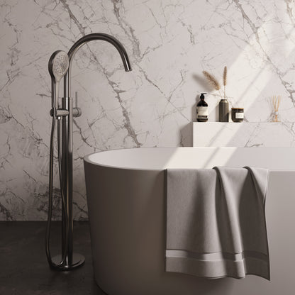 Brauer Stripe vrijstaande badmengkraan - Geborsteld RVS PVD - 3-standen handdouche - 5-NG-338