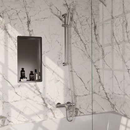 Brauer Stripe opbouw badthermostaat met glijstang - Geborsteld RVS PVD - Staafmodel - 5-NG-340