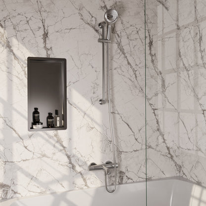 Brauer Stripe opbouw badthermostaat met glijstang - Geborsteld RVS PVD - 3-standen handdouche - 5-NG-341