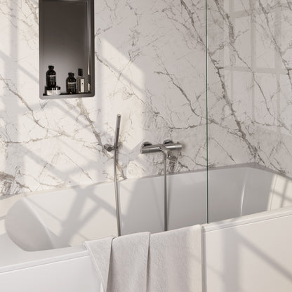 Brauer Stripe opbouw badthermostaat met wandhouder - Geborsteld RVS PVD - Staafmodel - 5-NG-342