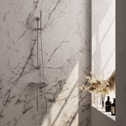 Brauer Stripe opbouw douchethermostaat met glijstang - Geborsteld RVS PVD - Staafmodel - 5-NG-345