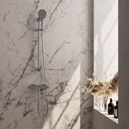 Brauer Stripe opbouw douchethermostaat met glijstang - Geborsteld RVS PVD - 3-standen handdouche - 5-NG-346