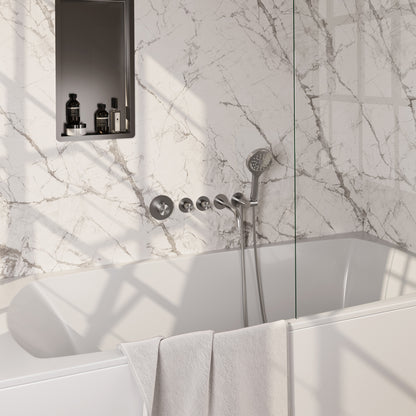 Brauer Stripe inbouw badthermostaat met uitloop - Geborsteld RVS PVD - 3-standen handdouche - 5-NG-358