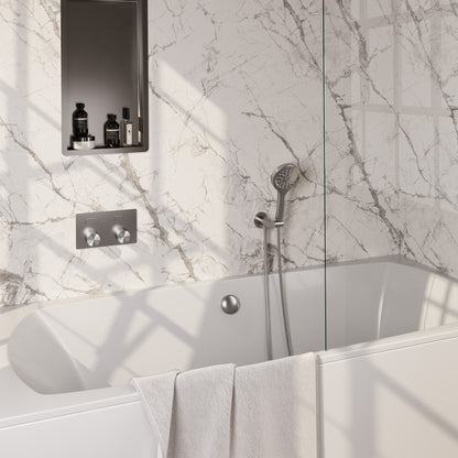 Brauer Stripe inbouw badthermostaat drukknoppen met badvulcombinatie - Geborsteld RVS PVD - 3-standen handdouche - 5-NG-362