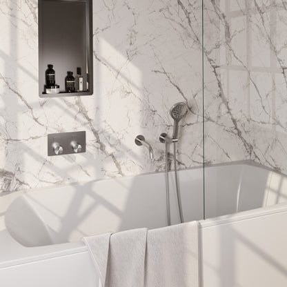 Brauer Stripe inbouw badthermostaat drukknoppen met uitloop - Geborsteld RVS PVD - 3-standen handdouche - 5-NG-364