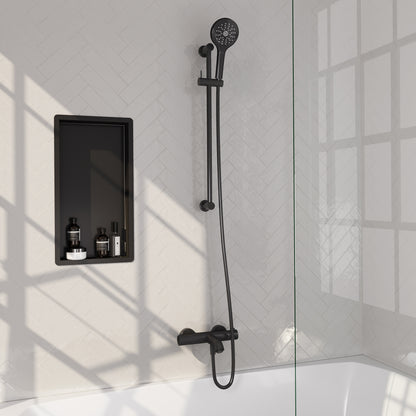 Brauer Stripe opbouw badthermostaat met glijstang - Mat zwart - 3-standen handdouche - 5-S-341