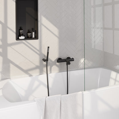 Brauer Stripe opbouw badthermostaat met wandhouder - Mat zwart - Staafmodel - 5-S-342