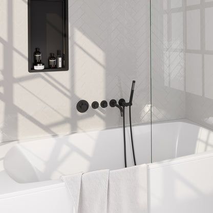 Brauer Stripe inbouw badthermostaat met uitloop - Mat zwart - Staafmodel - 5-S-357