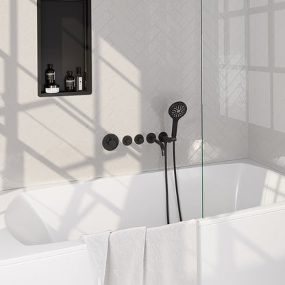 Brauer Stripe inbouw badthermostaat met uitloop - Mat zwart - 3-standen handdouche - 5-S-358