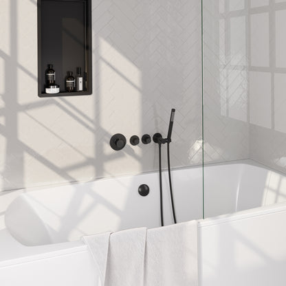 Brauer Stripe inbouw badthermostaat met badvulcombinatie - Mat zwart - Staafmodel - 5-S-359