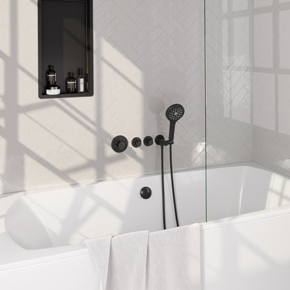 Brauer Stripe inbouw badthermostaat met badvulcombinatie - Mat zwart - 3-standen handdouche - 5-S-360