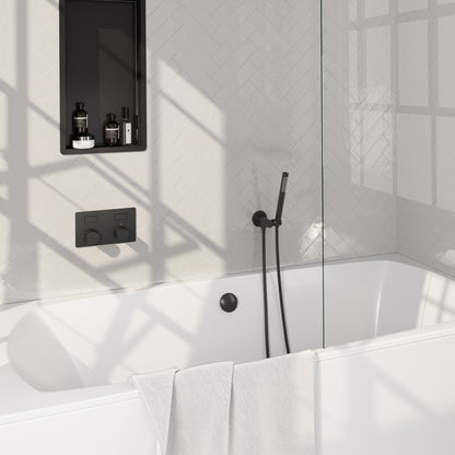 Brauer Stripe inbouw badthermostaat drukknoppen met badvulcombinatie - Mat zwart - Staafmodel - 5-S-361