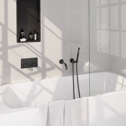 Brauer Stripe inbouw badthermostaat drukknoppen met uitloop - Mat zwart - Staafmodel - 5-S-363