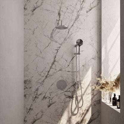 Brauer Carving inbouw regendoucheset 3-weg rond – Chroom – 3-standen handdouche – 20 cm | Gebogen wandarm | Met glijstang – 5-CE-311