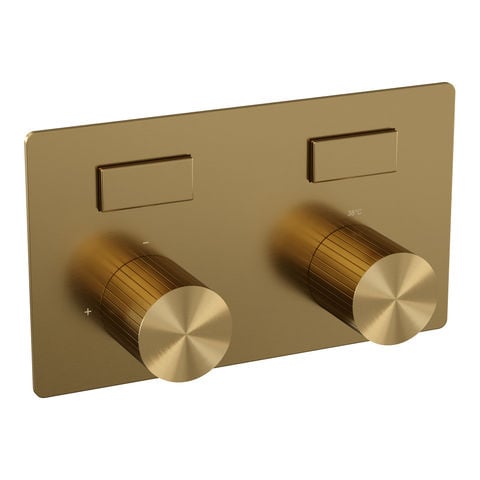 Brauer Stripe 2-weg inbouwthermostaat met drukknoppen met in- en afbouwdelen – Geborsteld goud PVD – 5-GG-355