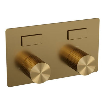 Brauer Stripe 2-weg inbouwthermostaat met drukknoppen met in- en afbouwdelen – Geborsteld goud PVD – 5-GG-355