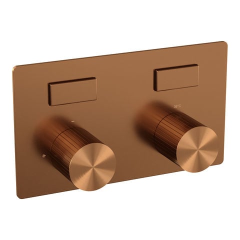 Brauer Stripe 2-weg inbouwthermostaat met drukknoppen met in- en afbouwdelen – Geborsteld koper PVD – 5-GK-355
