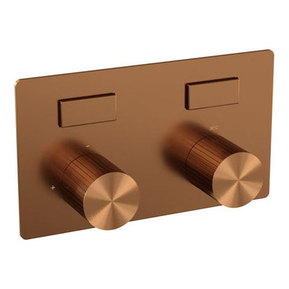 Brauer Stripe 2-weg inbouwthermostaat met drukknoppen met in- en afbouwdelen – Geborsteld koper PVD – 5-GK-355